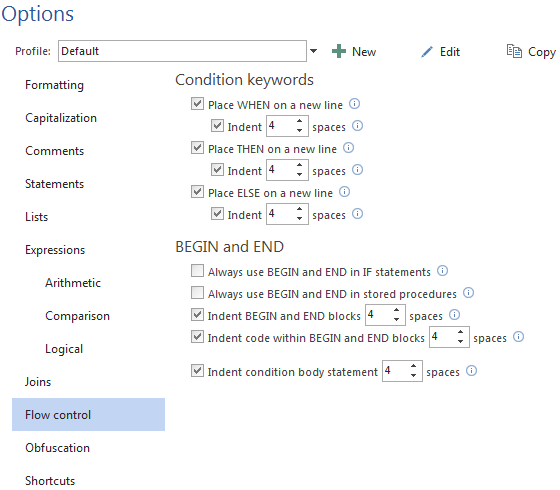 Format SQL scripts.