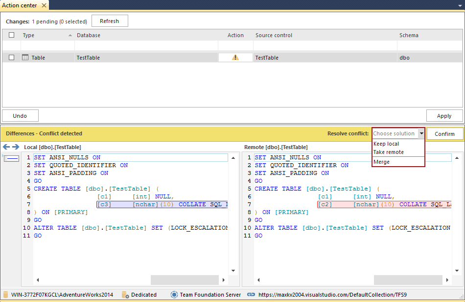 ApexSQL software SQL Server data statement list.