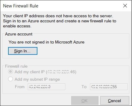 Sign in button for a firewall rule.