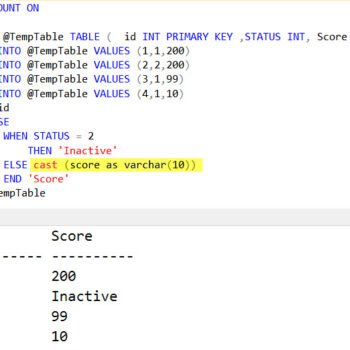 SQL query window with table insertions and an error.