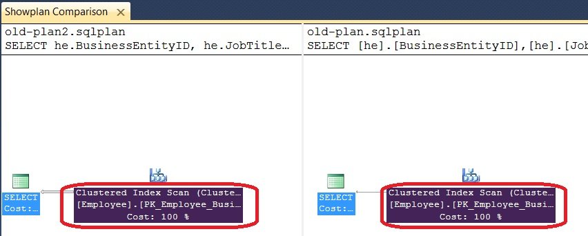 SQL Server Execution Plan Compare.