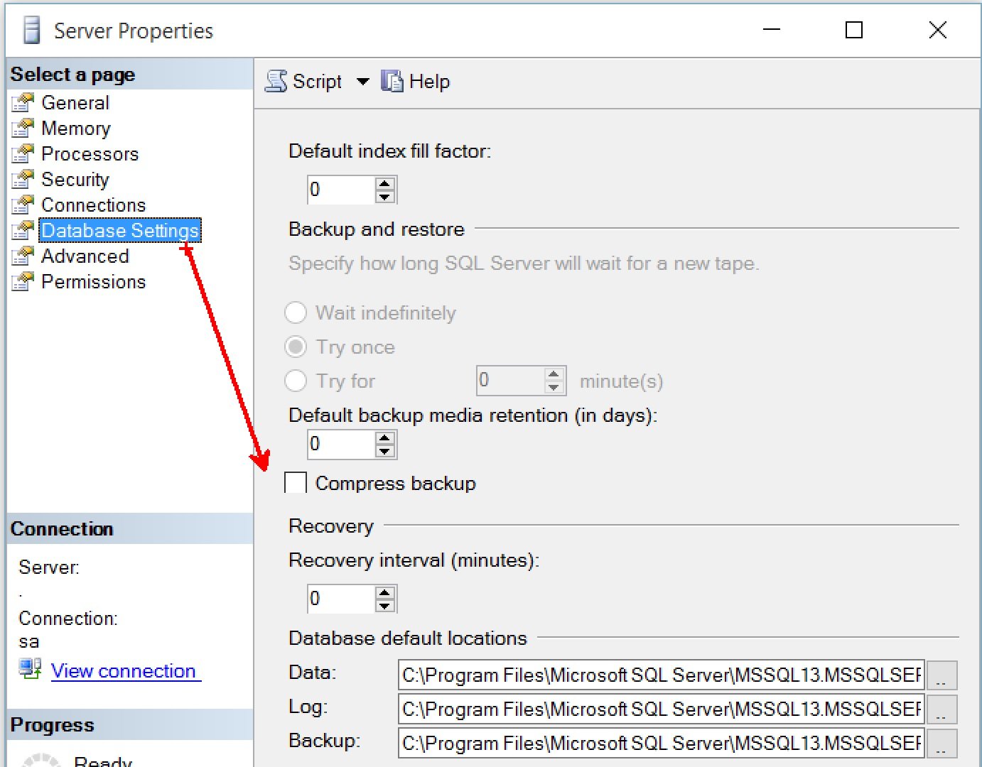 Database settings.