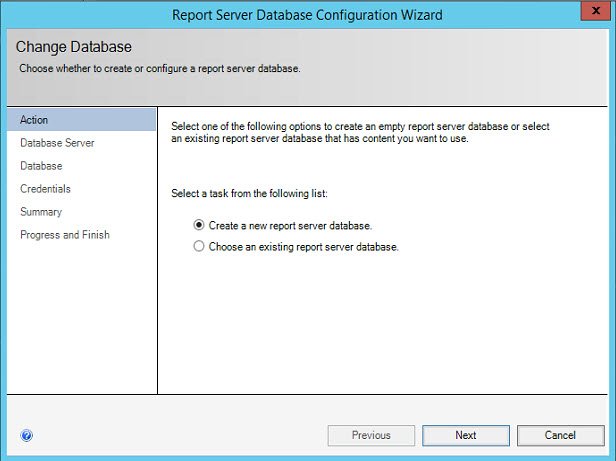 SQL Server report database wizard.