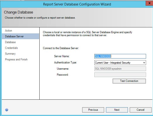 Server database wizard.