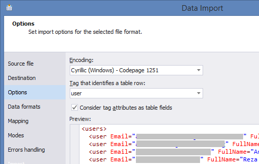 Tag that identifies a table row.