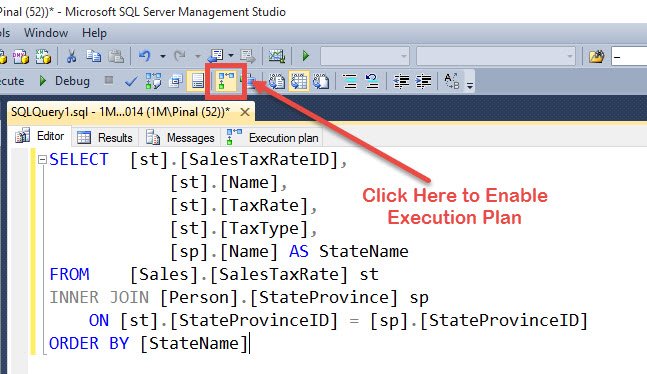Enable Execution Plan dialog box.