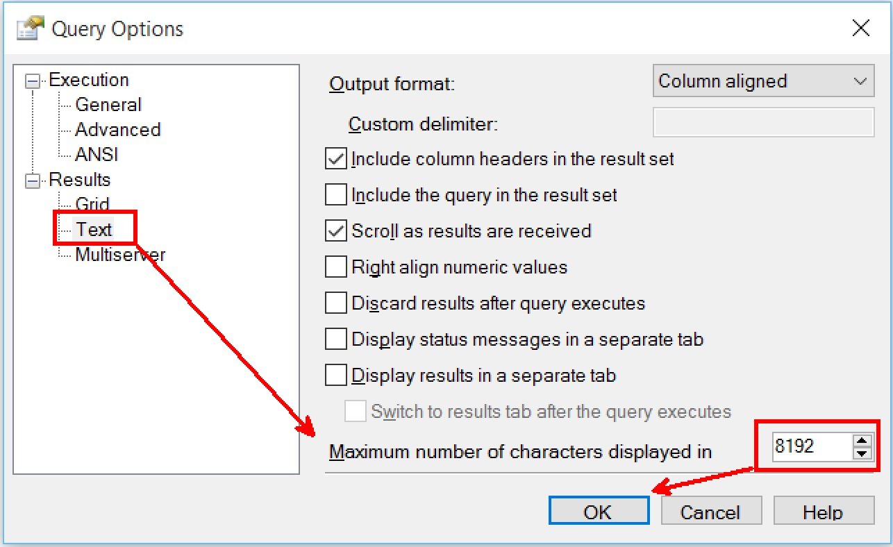 Display results in a separate tab.