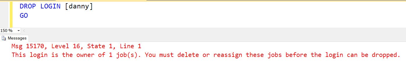 DROP LOGIN login dialog error.