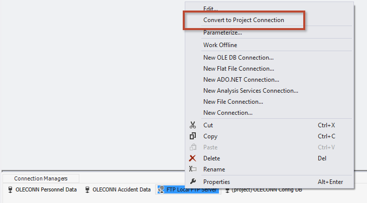 Convert to Project Connections.