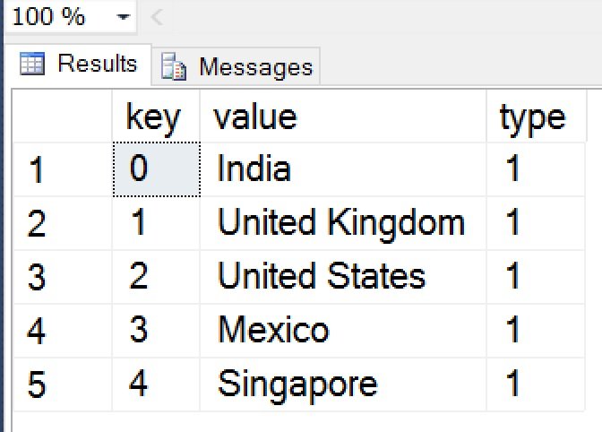Select values and types from table.