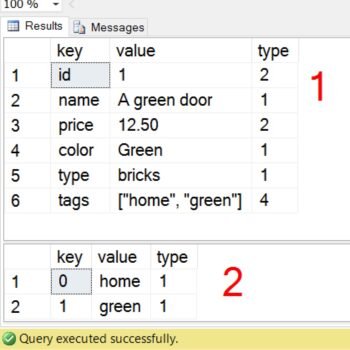 SQL Server OPENJSON query results.