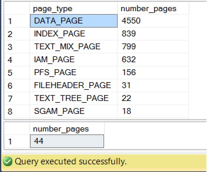 SQL Server page statistics.