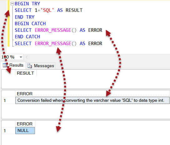 SQL query with error message dialog.
