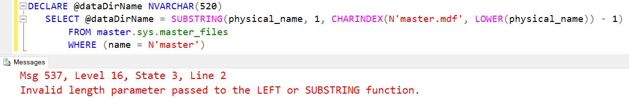 Invalid length parameter passed to LEFT or SUBSTRING function.