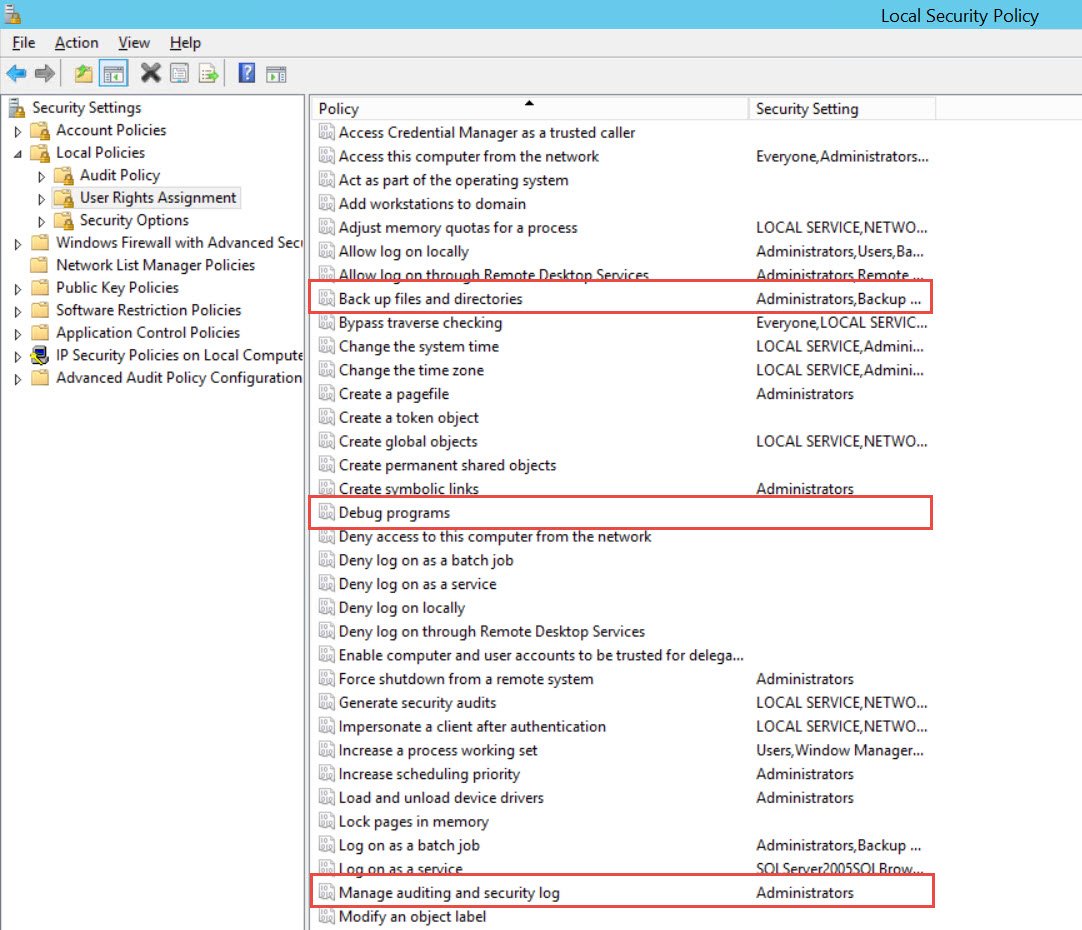 SQL Server Local Security Policy.