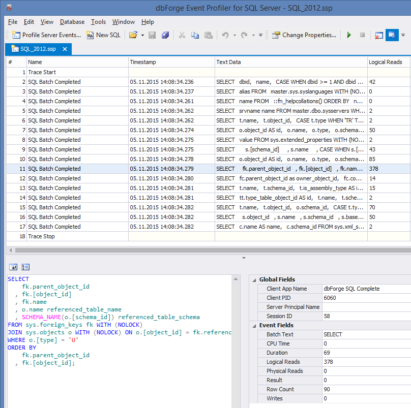 SQL Complete Tool Window.
