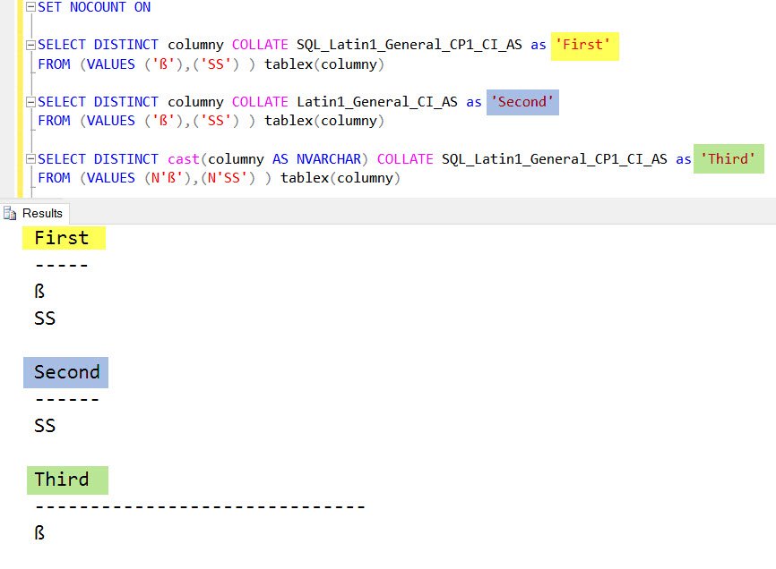 DISTINCT Values in NVARCHAR Query.