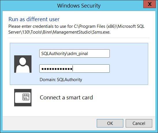 SQL authority user dialog.