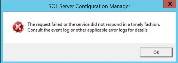 SQL Server Configuration Manager Error Dialog.