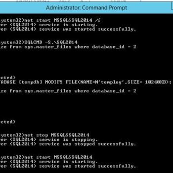 SQL Server command prompt window.