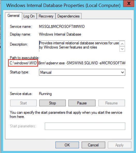 Start and stop windows internal database.