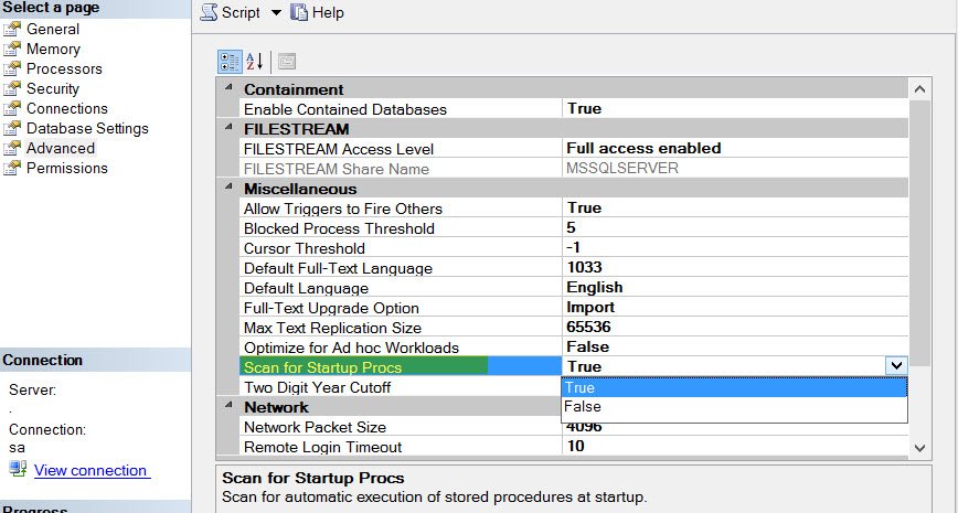 SQL Server Agent Scan Settings.