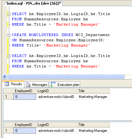 Sql server query in execution plan window.