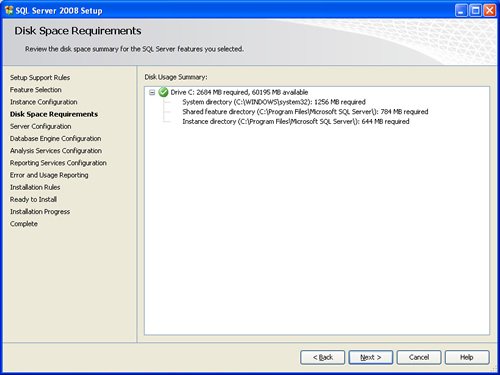 Disk Space Requirements.