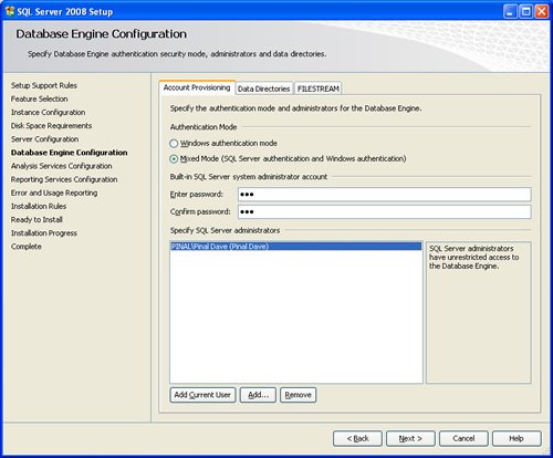 SQL Server 2008 setup.