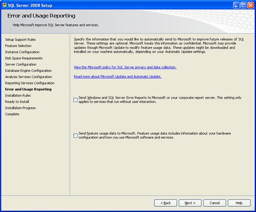 Upgrade SQL Server 2008 setup window.