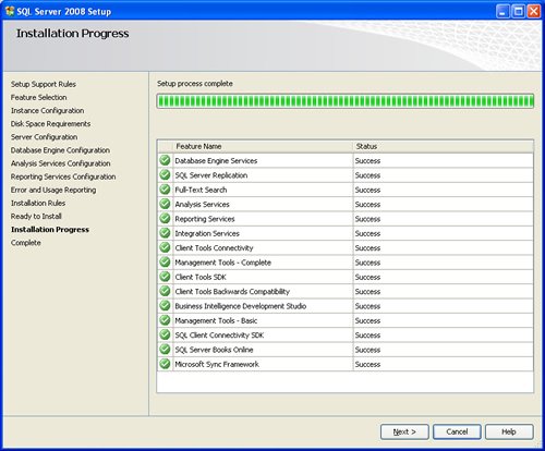 SQL Server 2008 Setup - Progress Window.
