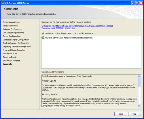 Installation success confirmation.