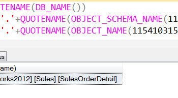 SQL Server query window.