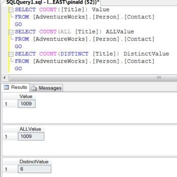 Difference between DISTINCT and ALL in SQL Server.