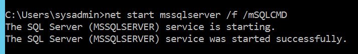 SQL Server start command.