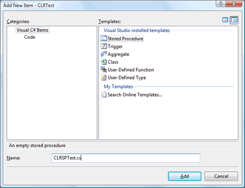 Add New Item - CLRTest dialog.