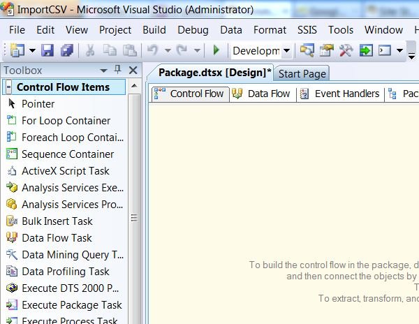 Control Flow Items Tool Window.