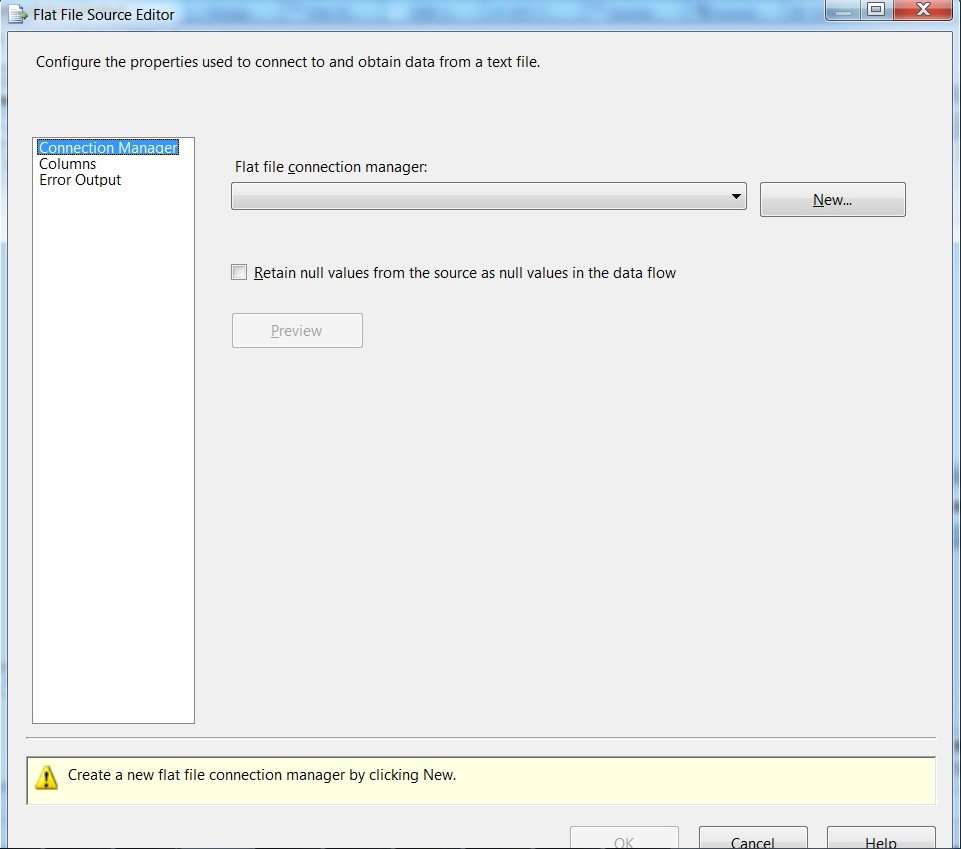 Flat File Source Editor.