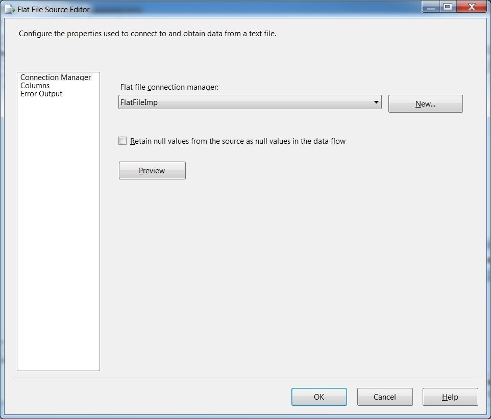 Flat File Source Editor.