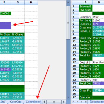 Excel comparison tool window.