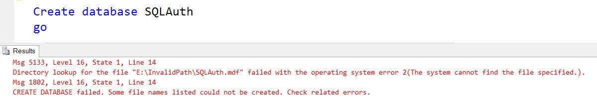 Msg 5133 error in SQL Server.