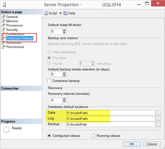Database settings.