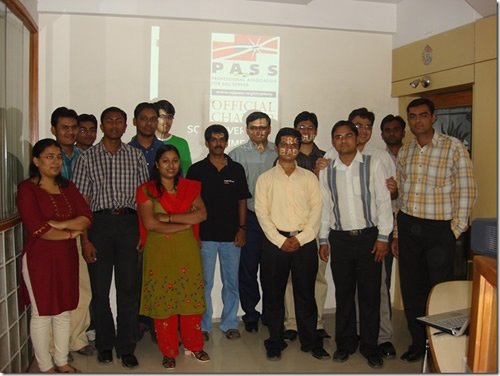 Group photo of individuals at user group meeting.