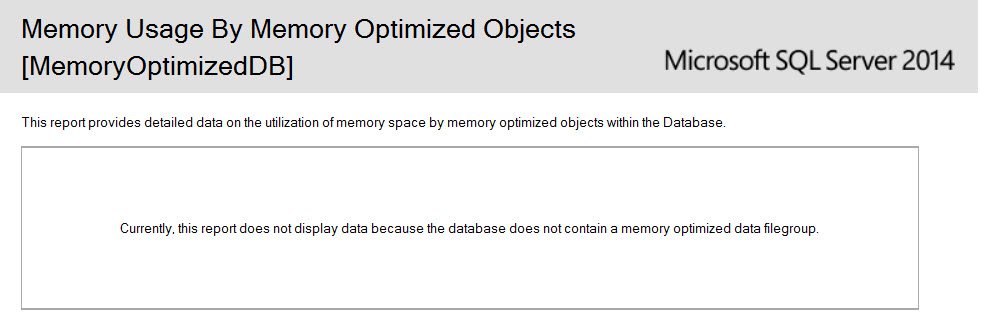 SQL Server Memory Optimized Objects Report.