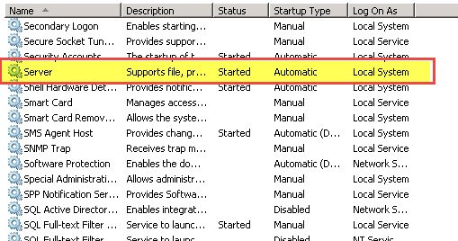 Server startup types tool window.