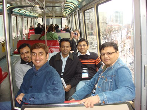 Vijay, Ravi, Mahesh, Suprotim, Pinal Five men in a gondola ride.