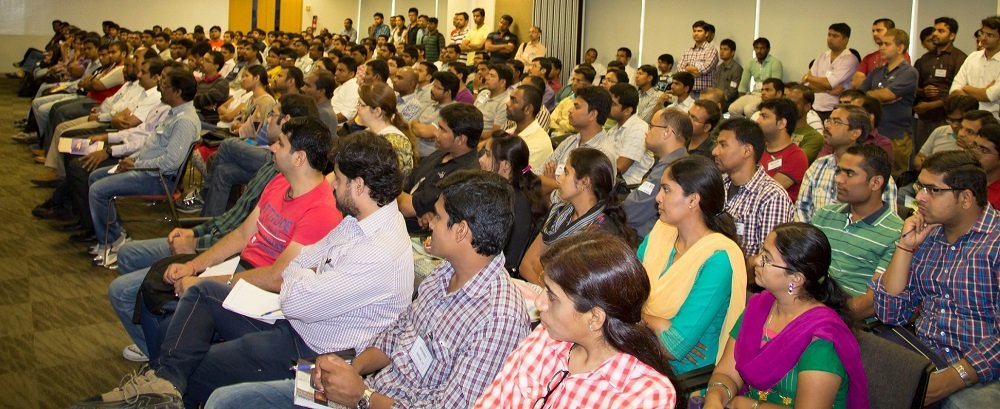 Group of people attending a session.