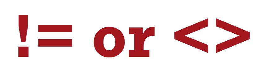 SQL operators for equality and inequality.