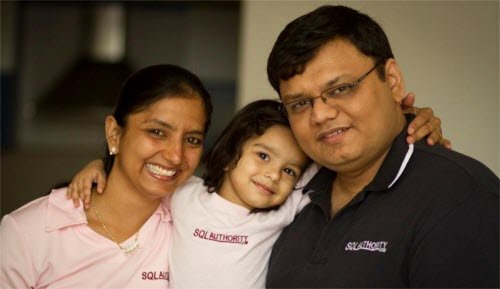 Family wearing SQL Authority shirts.