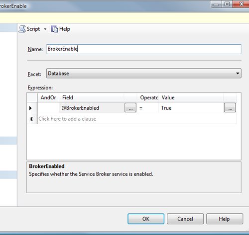 Scripting Broker Enable dialog box.